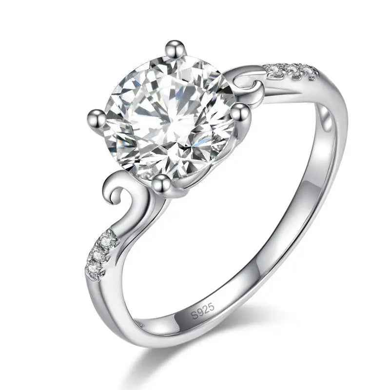 2 Carat Moissanite Wedding Engagement Ring | 8mm | Sterling Silver