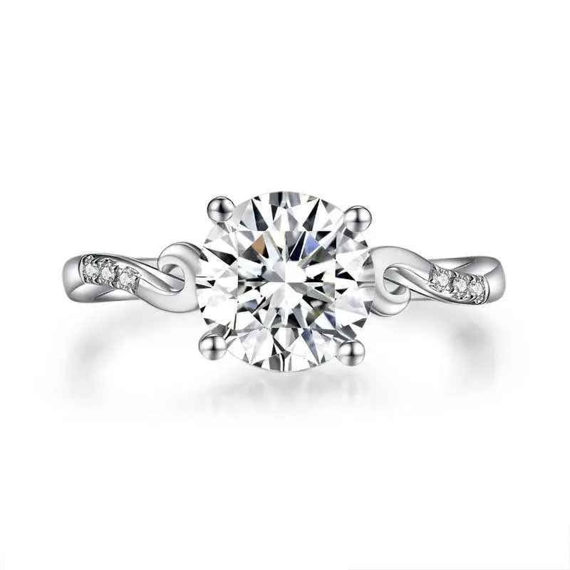 2 Carat Moissanite Wedding Engagement Ring | 8mm | Sterling Silver