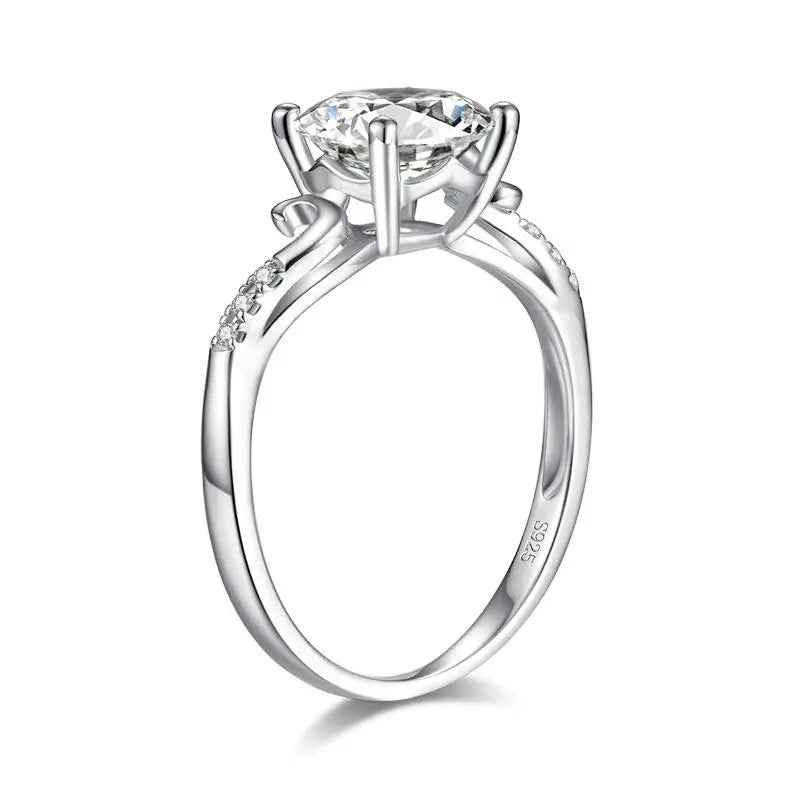 2 Carat Moissanite Wedding Engagement Ring | 8mm | Sterling Silver