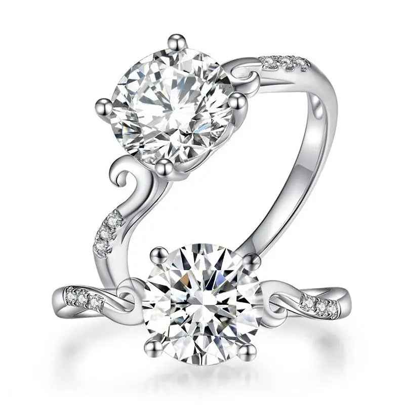2 Carat Moissanite Wedding Engagement Ring | 8mm | Sterling Silver