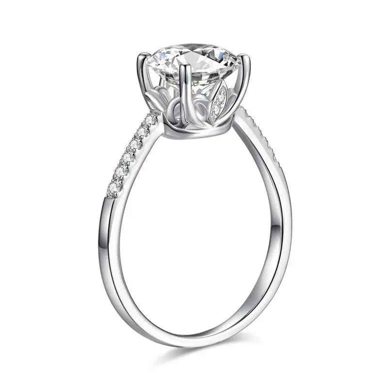 2 Carat Moissanite Engagement Ring | Sterling Silver