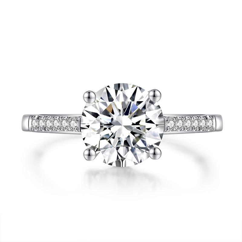 2 Carat Moissanite Diamond (8 mm) Engagement Ring 925 Sterling Silver