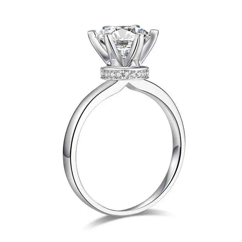 2 Carat Moissanite Engagement Ring | 8mm 6 Claw | Sterling Silver