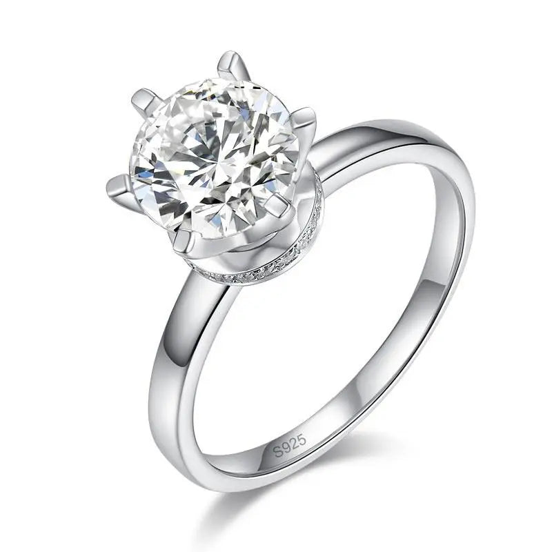 2 Carat Moissanite Diamond (8 mm) 6 Claws Engagement Ring 925 Sterling Silver limanilondon
