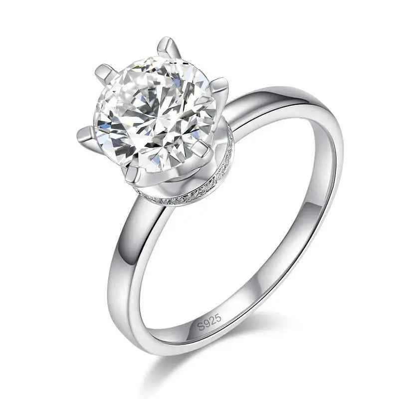 2 Carat Moissanite Engagement Ring | 8mm 6 Claw | Sterling Silver