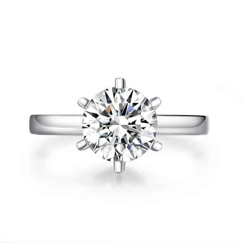 2 Carat Moissanite Engagement Ring | 8mm 6 Claw | Sterling Silver