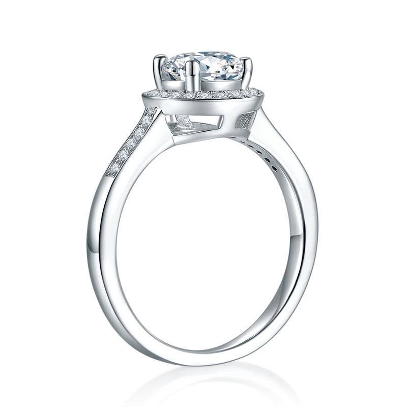 1 Carat Moissanite Diamond Ring Halo Engagement 925 Sterling Silver