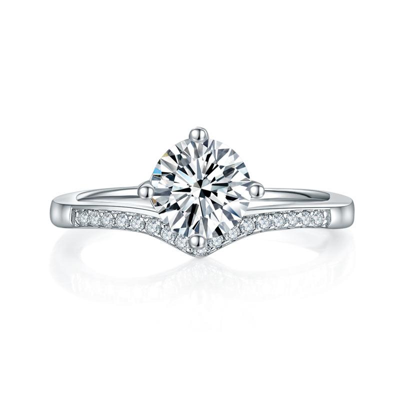 1 Carat Moissanite Diamond Ring Engagement 925 Sterling Silver