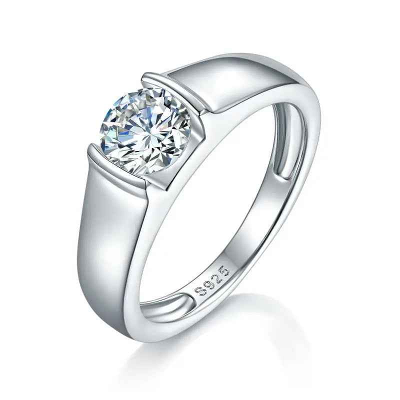 Men's 1 Carat Moissanite Engagement Ring | Sterling Silver