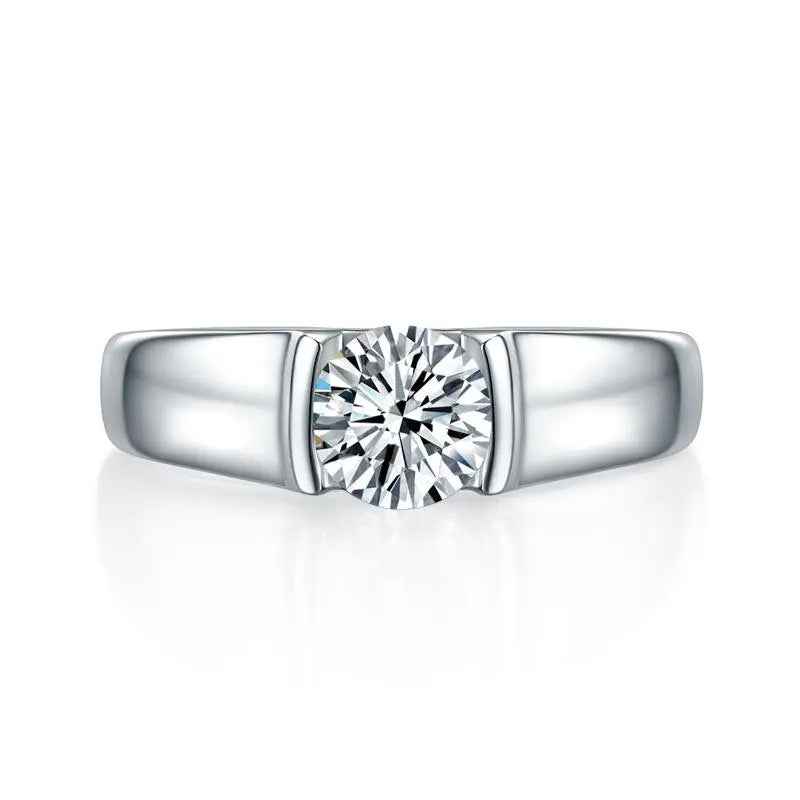 Men's 1 Carat Moissanite Engagement Ring | Sterling Silver