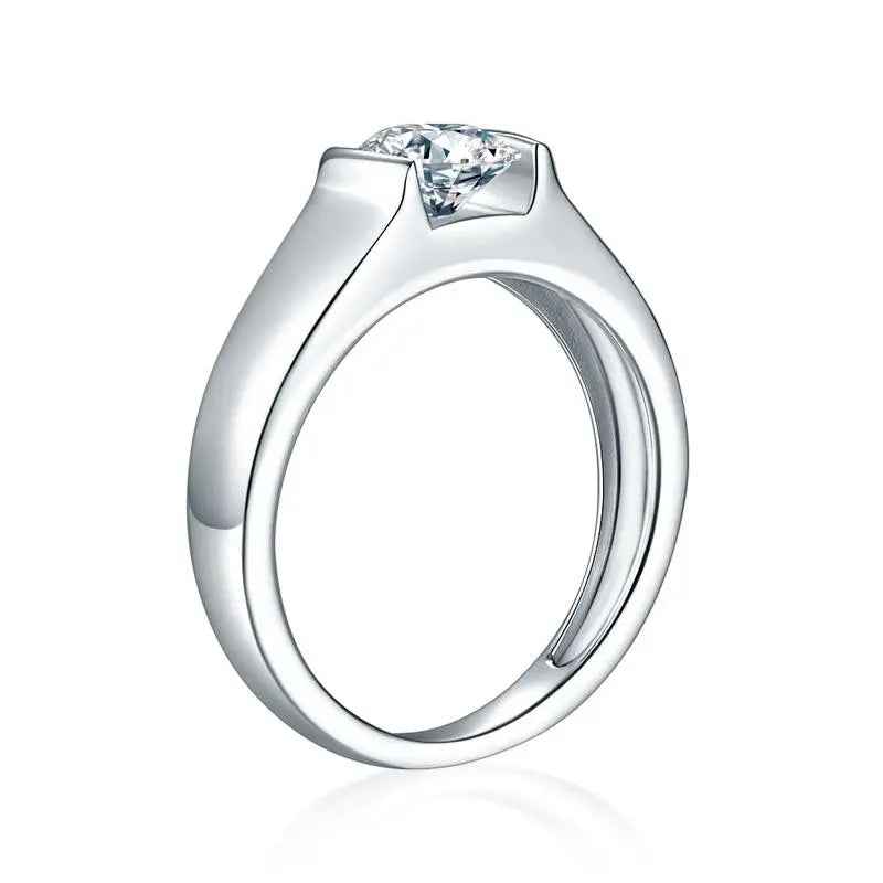 Men's 1 Carat Moissanite Engagement Ring | Sterling Silver