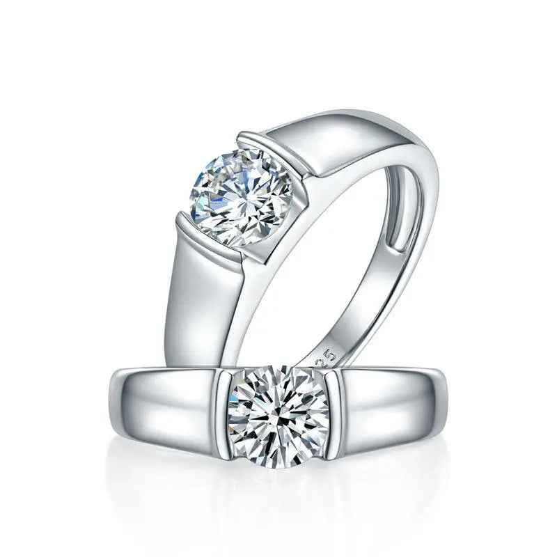 Men's 1 Carat Moissanite Engagement Ring | Sterling Silver