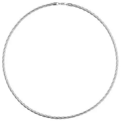 Sterling Silver Ladies Rhodium Plated Plaited Necklet