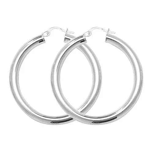 925 Sterling Silver 30mm Plain Hoop Earrings
