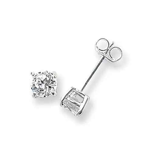 925 Sterling Silver 5mm Round Cubic Zirconia Stud Earrings
