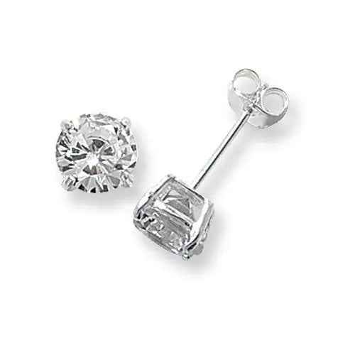 925 Sterling Silver 7mm Round Cubic Zirconia Stud Earrings