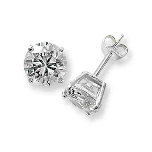 925 Sterling Silver 9mm Round Cubic Zirconia Stud Earrings