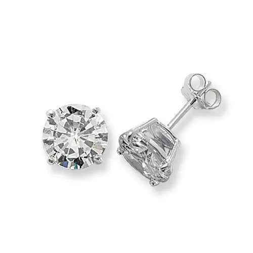 925 Sterling Silver 10mm Round Cubic Zirconia Stud Earrings