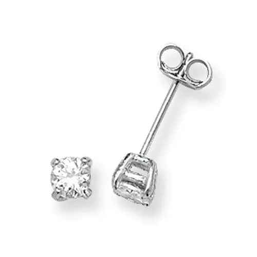 925 Sterling Silver 4mm Round Cubic Zirconia Stud Earrings