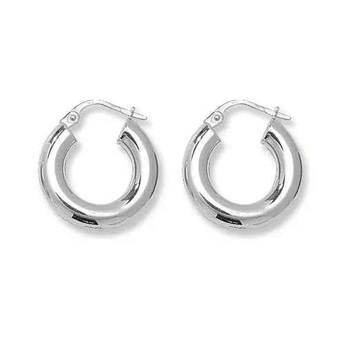 925 Sterling Silver 10mm Plain Hoop Earrings