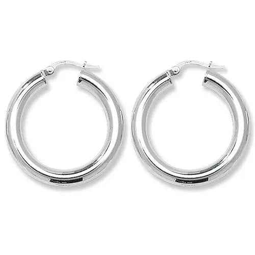 925 Sterling Silver 20mm Plain Hoop Earrings