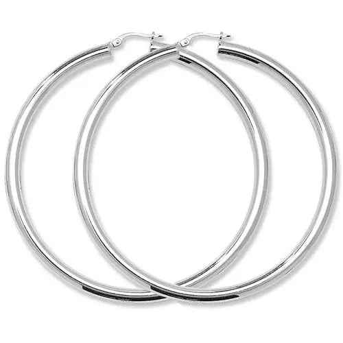 925 Sterling Silver 60mm Plain Hoop Earrings