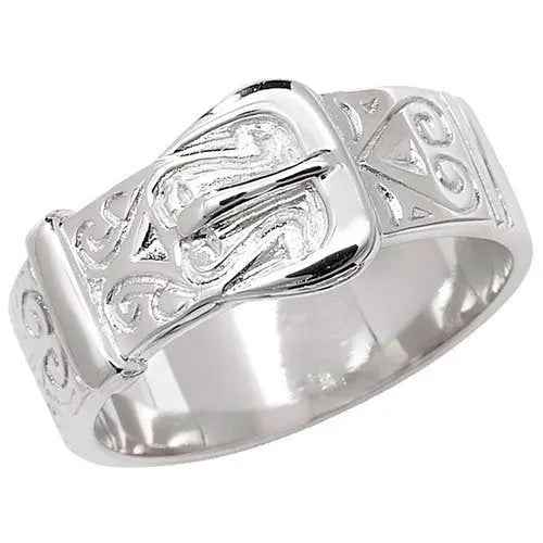 925 Sterling Silver Solid Men's Buckle Patterned Ring O-Z Sizes - Gift Boxed