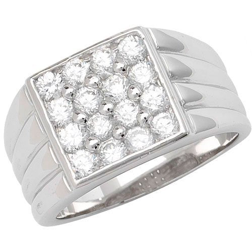 Sterling Silver Mens Pinky CZ Ring J-Z Sizes