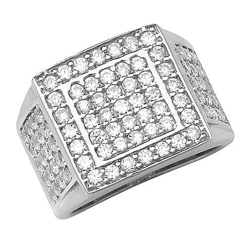 Sterling Silver Men's Stone Set Cz Ring Gift boxed Mens 8.9 Grams Silver Ring