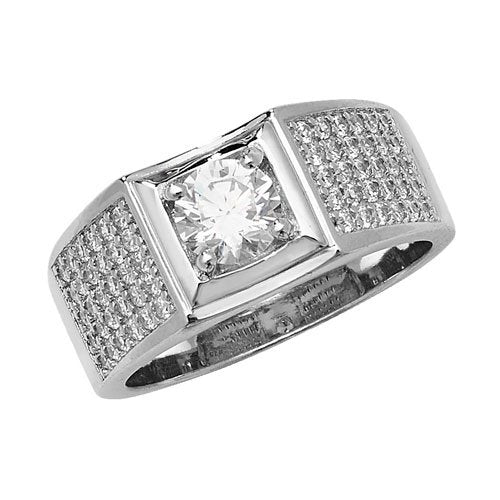925 Sterling Silver Mens Pinky CZ Ring - Gift Boxed