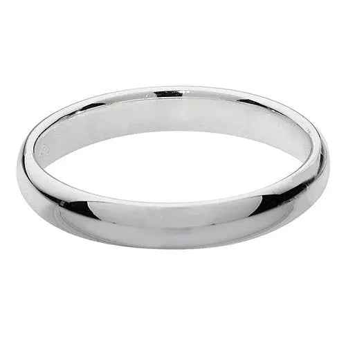 Silver 3mm Traditional Court Band Wedding Ring