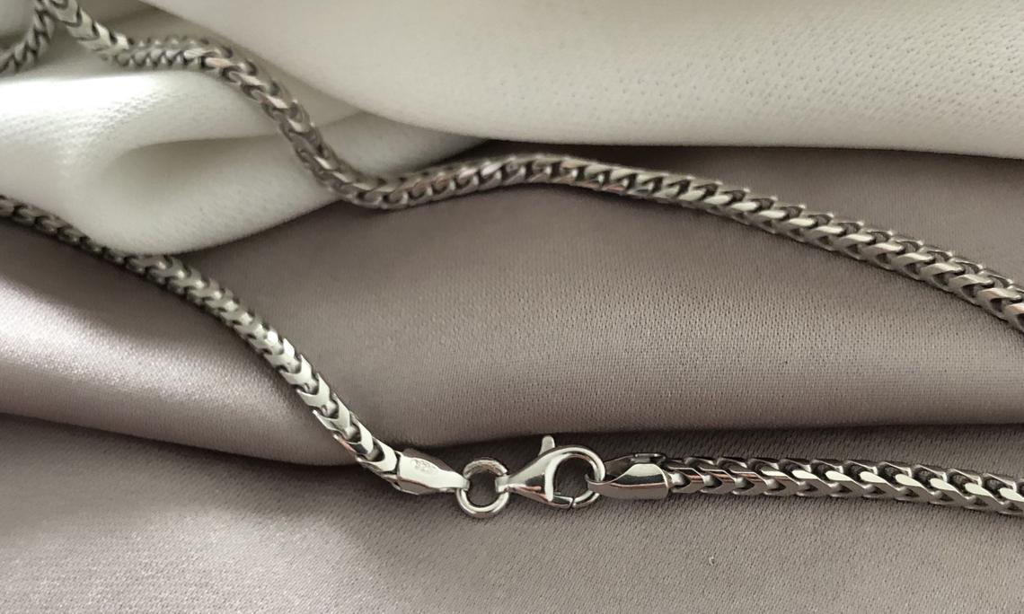 Silver Franco Chain - Men’s chain sterling silver 925 Hallmark - Gift Boxed Silver Chain 16"-30" 3MM