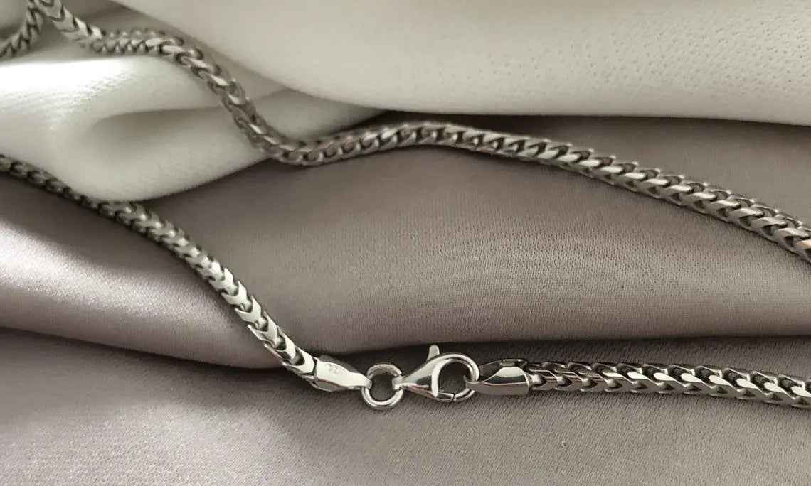 Silver Franco Chain - Men’s chain sterling silver 925 Hallmark - Gift Boxed Silver Chain 16"-30" 3MM
