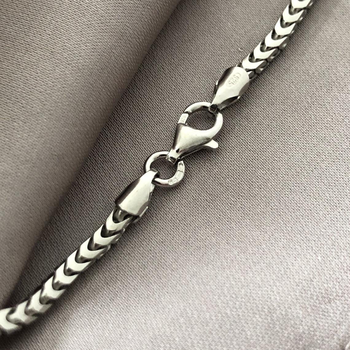 Silver Franco Chain - Men’s chain sterling silver 925 Hallmark - Gift Boxed Silver Chain 16"-30" 3MM