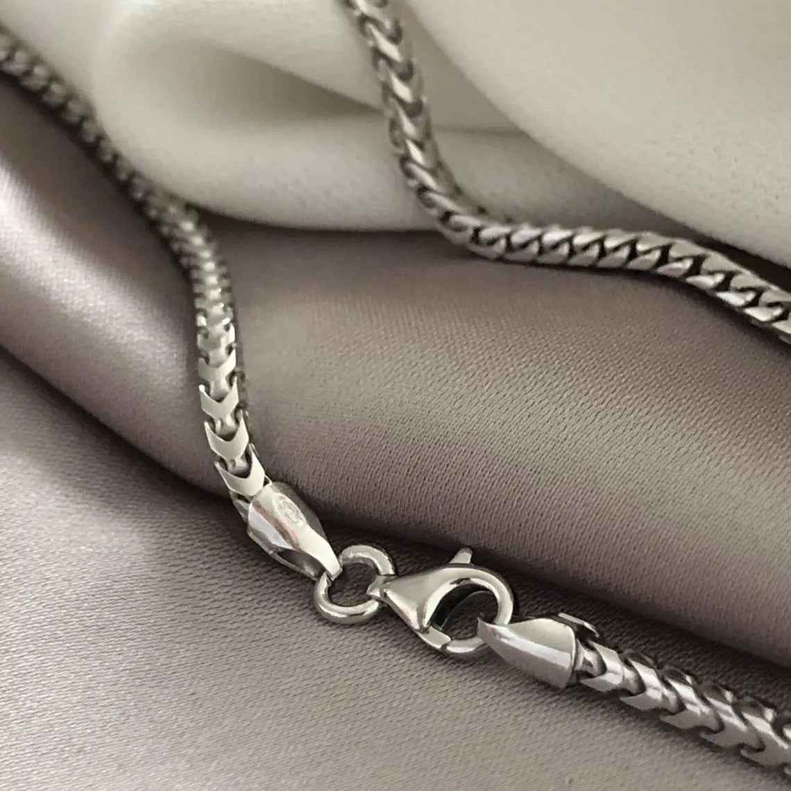 Silver Franco Chain - Men’s chain sterling silver 925 Hallmark - Gift Boxed Silver Chain 16"-30" 3MM