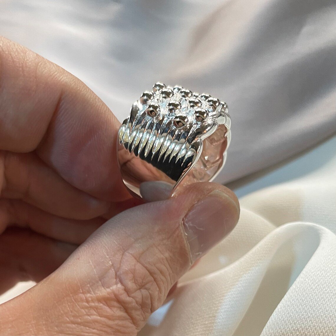 925 Sterling Silver Mens Five Row Keeper Ring S-Z3 Sizes
