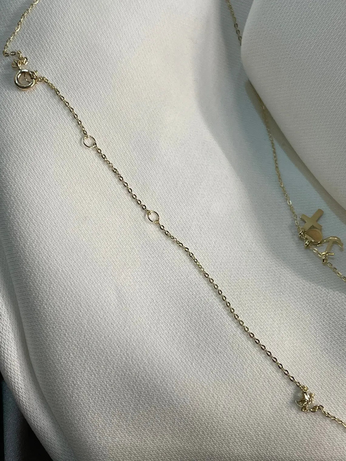 Genuine 9CT Yellow Gold Cross & Heart and Anchor Necklet - Gift Boxed limanilondon