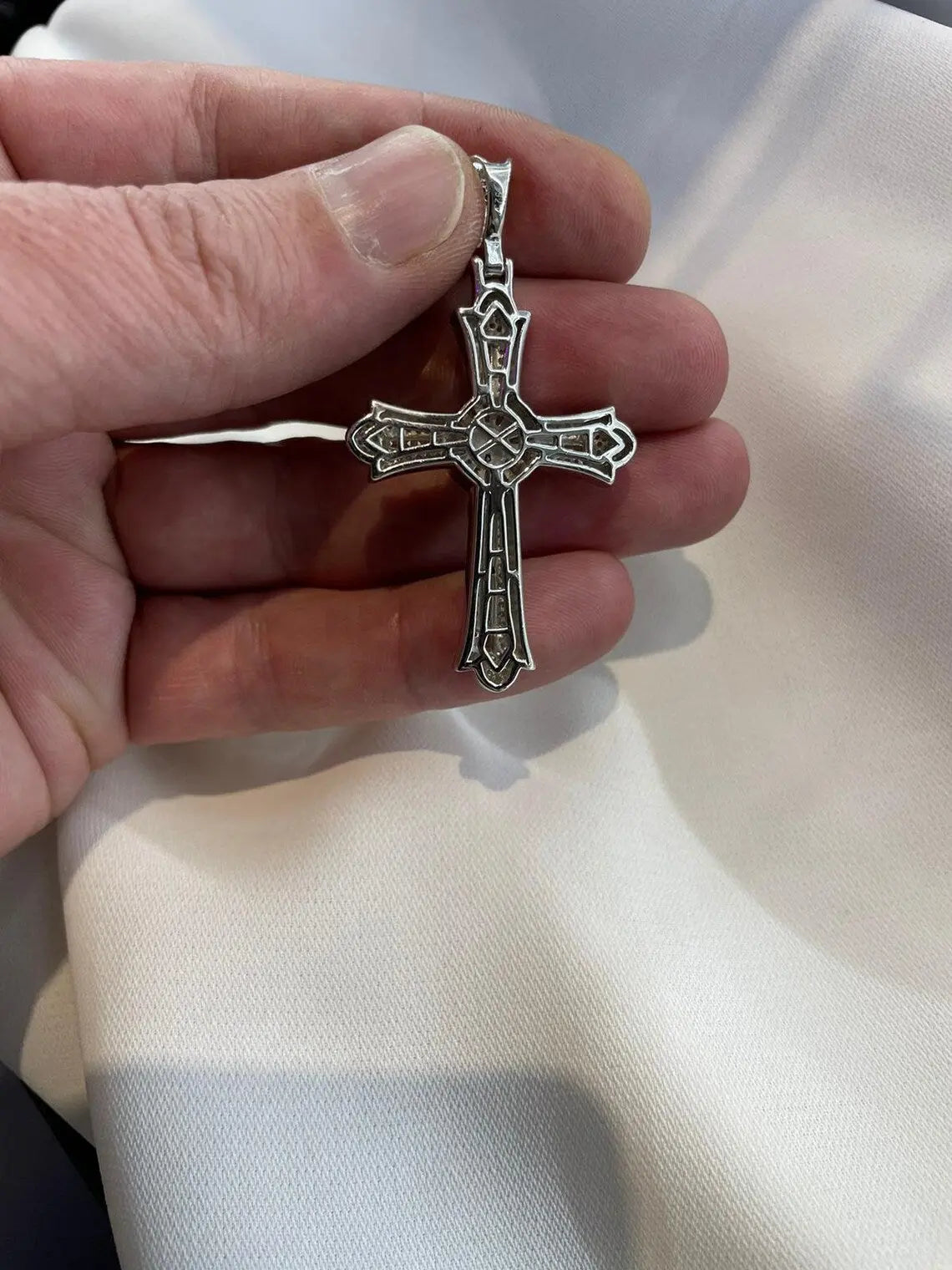 Sterling Silver Jesus Face Cross Pendant - Religious Gift (58mm) limanilondon