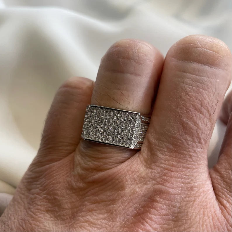 Men's pinky Rings 925 sterling silver rings Decorated with AAA CZ