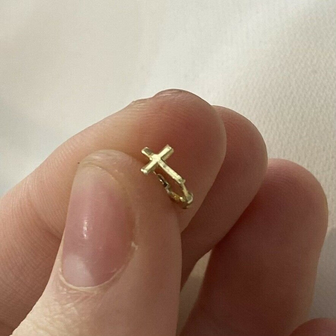 9ct Gold Cross Hoop Earring: Helix Cartilage Piercing