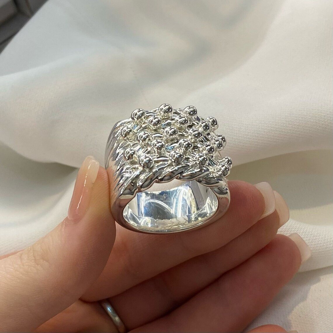 925 Sterling Silver Mens Five Row Keeper Ring Size S-Z3