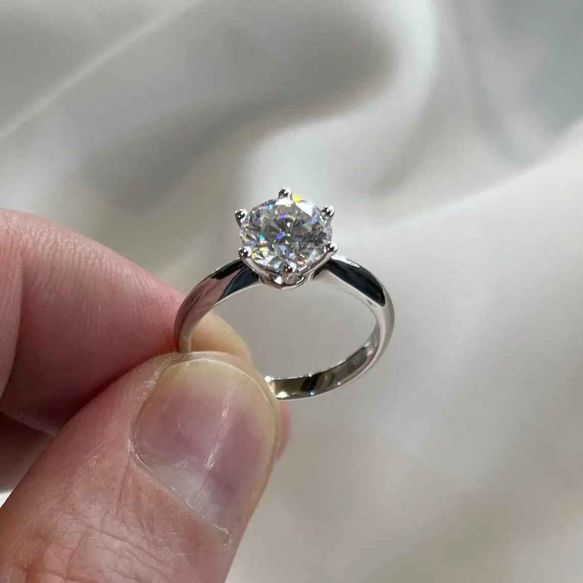 1.5 Carat Moissanite Solitaire Engagement Ring | Sterling Silver