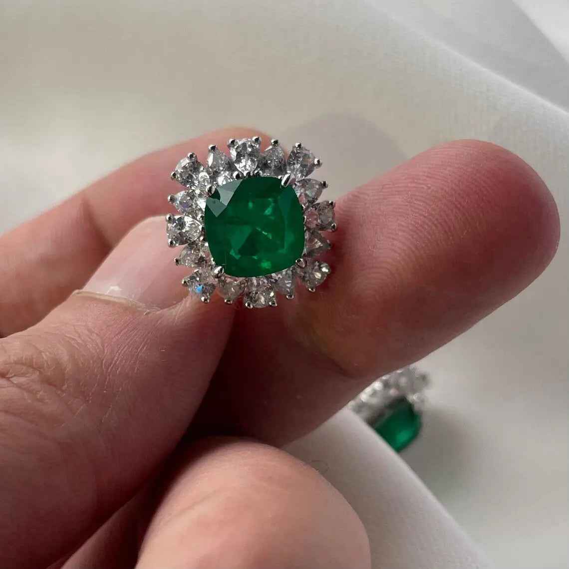 925 Sterling Silver Imitation emerald Statement Earrings - Gift Boxed