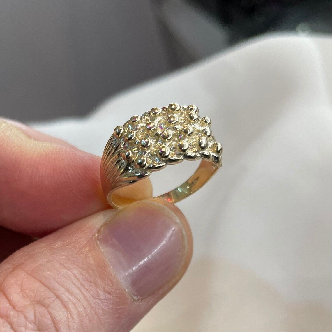 375 9ct Gold Mens Ring Unisex Gold Four Row Keeper Ring L-Z Sizes