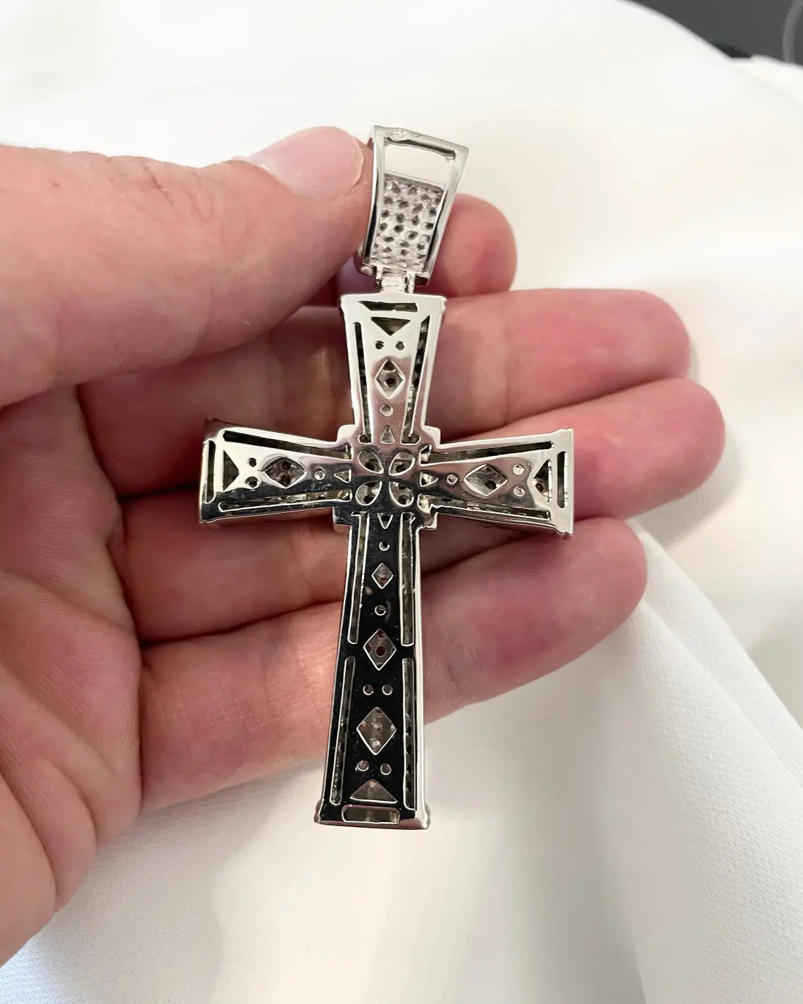 Sterling Silver Cross Pendant: Black & Clear CZ, Gift Boxed limanilondon