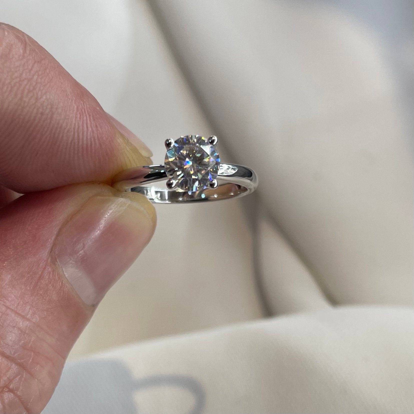 1 Carat Moissanite Diamond Ring Wedding Engagement 925 Sterling Silver