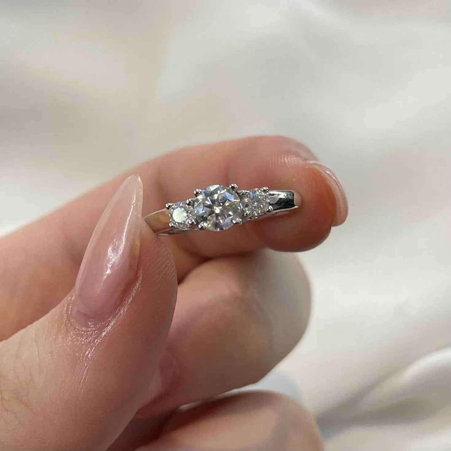 Three Stone Moissanite Wedding Band | Sterling Silver