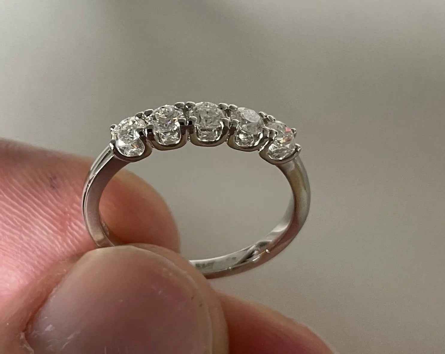 Five Stone Moissanite Wedding Band | Sterling Silver