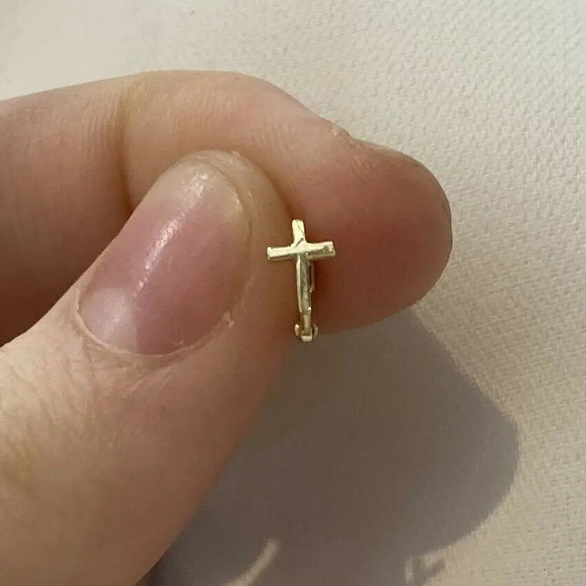 9ct Gold Cross Hoop Earring: Helix Cartilage Piercing limanilondon