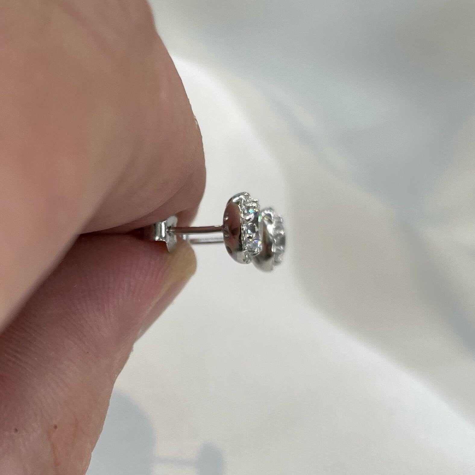 CZ Simulated Diamond Stud Earrings - 925 Sterling Silver Halo, Gift Boxed